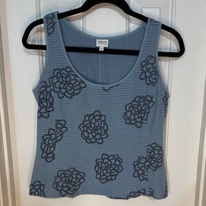 Armani Collezioni Blue Floral 100% Silk Tank Top